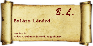 Balázs Lénárd névjegykártya
