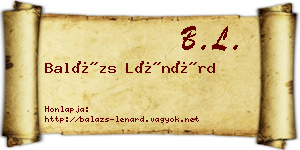 Balázs Lénárd névjegykártya